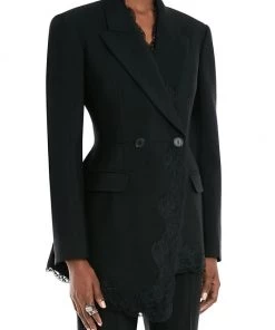 Alexander McQueen Lace-Trim One-Button Blazer 8 Alexander McQueen Lace-Trim One-Button Blazer -Alexander McQueen Elegant store unnamed file 2385