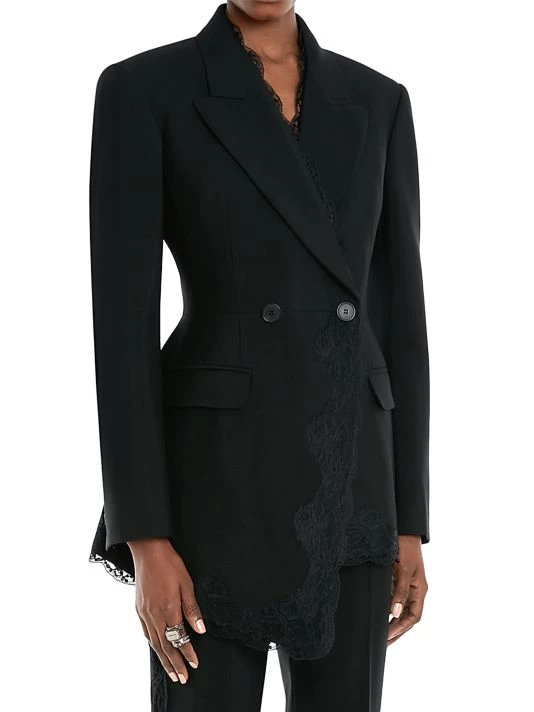 Alexander McQueen Lace-Trim One-Button Blazer 4 Alexander McQueen Lace-Trim One-Button Blazer - Image 4