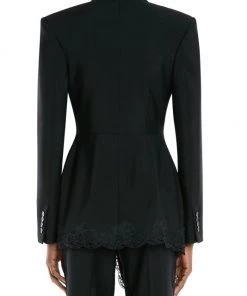 Alexander McQueen Lace-Trim One-Button Blazer 9 Alexander McQueen Lace-Trim One-Button Blazer -Alexander McQueen Elegant store unnamed file 2386