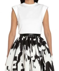 Alexander McQueen Cap-Sleeve Cotton T-Shirt -Alexander McQueen Elegant store unnamed file 2389