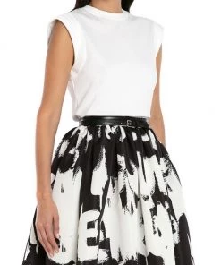 Alexander McQueen Cap-Sleeve Cotton T-Shirt -Alexander McQueen Elegant store unnamed file 2390