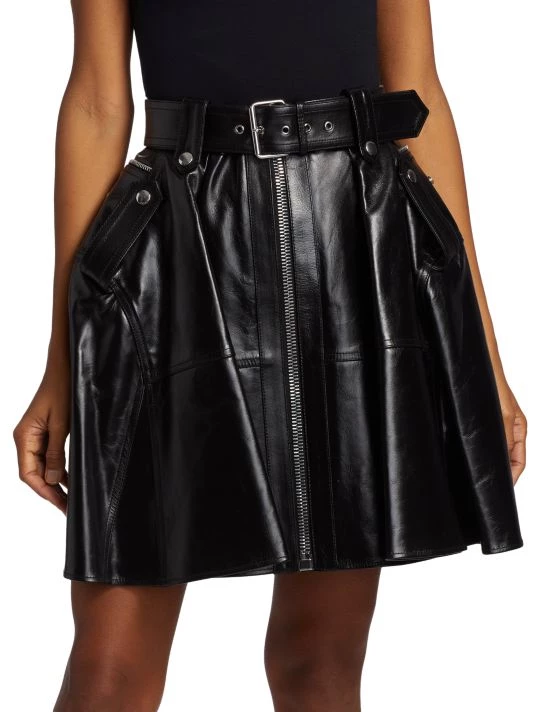 Alexander McQueen Belted Cowhide Leather Miniskirt 2 Alexander McQueen Belted Cowhide Leather Miniskirt - Image 2