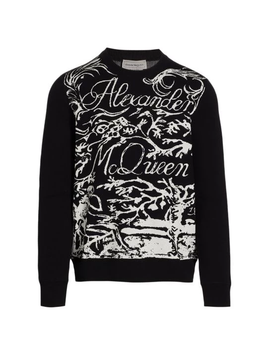 Alexander McQueen Script Logo Knit Sweater For Men 1 Alexander McQueen Script Logo Knit Sweater For Men