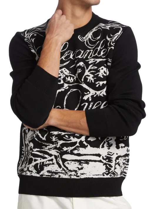Alexander McQueen Script Logo Knit Sweater For Men 3 Alexander McQueen Script Logo Knit Sweater For Men - Image 3