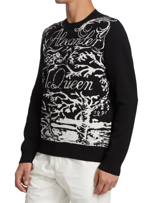 Alexander McQueen Script Logo Knit Sweater For Men 4 Alexander McQueen Script Logo Knit Sweater For Men - Image 4