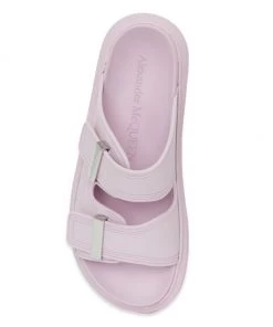 Alexander McQueen Rubber Double-Strap Slides Lilac Silver -Alexander McQueen Elegant store unnamed file 2437