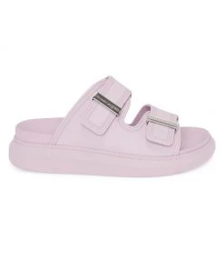 Alexander McQueen Rubber Double-Strap Slides Lilac Silver -Alexander McQueen Elegant store unnamed file 2441