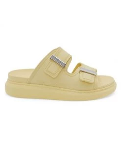 Alexander McQueen Rubber Double-Strap Slides Lilac Silver -Alexander McQueen Elegant store unnamed file 2442