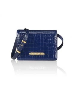 Alexander McQueen Four-Ring Croc-Embossed Leather Satchel Emerald