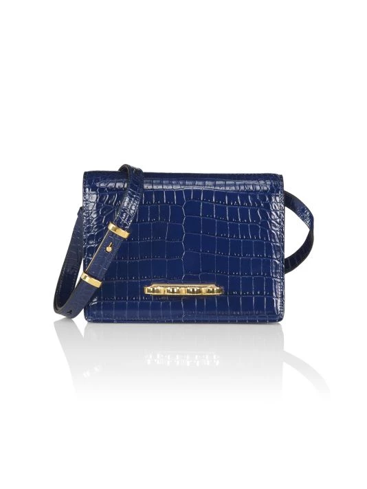 Alexander McQueen Four-Ring Croc-Embossed Leather Satchel Emerald 1 Alexander McQueen Four-Ring Croc-Embossed Leather Satchel Emerald