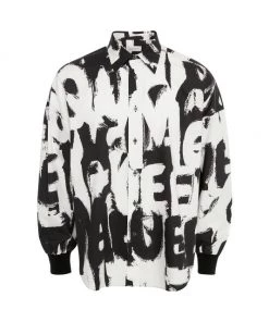Alexander McQueen Exploded Graffiti Denim Overshirt For Men