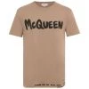 Alexander McQueen Graffiti Logo Cotton T-Shirt For Men Natural