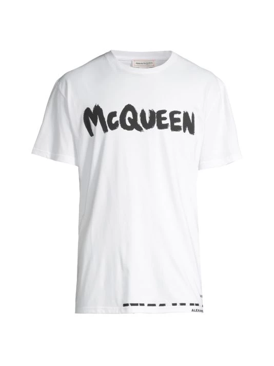 Alexander McQueen Graffiti Logo Cotton T-Shirt For Men Natural 5 Alexander McQueen Graffiti Logo Cotton T-Shirt For Men Natural - Image 5