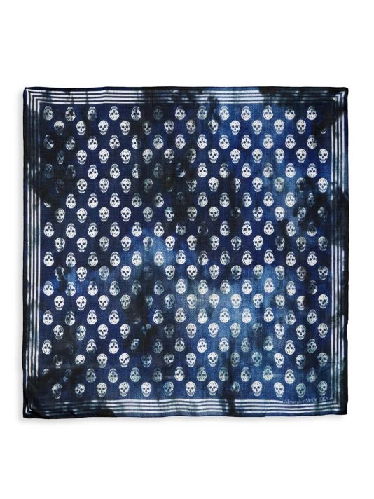 Alexander McQueen Denim Biker Skull Print Scarf For Men Ivory Sky 2 Alexander McQueen Denim Biker Skull Print Scarf For Men Ivory Sky - Image 2