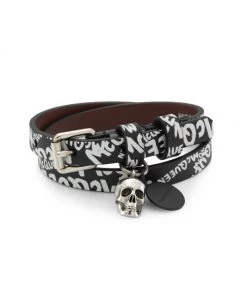 Alexander McQueen Graffiti Double-Wrap Bracelet For Men