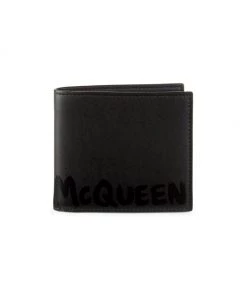 Alexander McQueen Graffiti Leather Billfold Wallet For Men