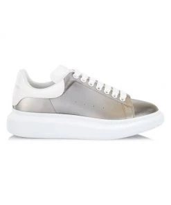 Alexander McQueen Metallic Leather Low-Top Sneakers For Men