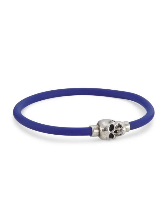 Alexander McQueen Rubber Cord Skull Bracelet For Men Natural Silver 3 Alexander McQueen Rubber Cord Skull Bracelet For Men Natural Silver - Image 3