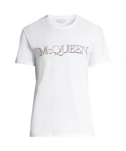 Alexander McQueen Embroidered Logo T-Shirt For Men White Mix -Alexander McQueen Elegant store unnamed file 258