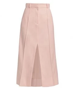 Alexander McQueen Wool A-Line Slit Midi-Skirt
