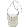 Alexander McQueen Curve Leather Bucket Bag For Men White