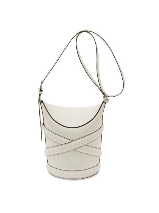 Alexander McQueen Curve Leather Bucket Bag For Men White 1 Alexander McQueen Curve Leather Bucket Bag For Men White