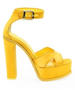 Alexander McQueen Satin Platform Ankle-Strap Sandals