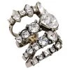Alexander McQueen Silvertone & Crystal Stacked Band Ring