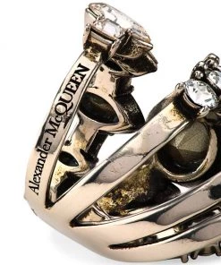 Alexander McQueen Silvertone & Crystal Stacked Band Ring -Alexander McQueen Elegant store unnamed file 2701