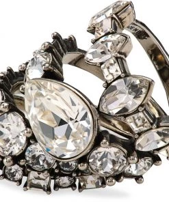 Alexander McQueen Silvertone & Crystal Stacked Band Ring -Alexander McQueen Elegant store unnamed file 2702