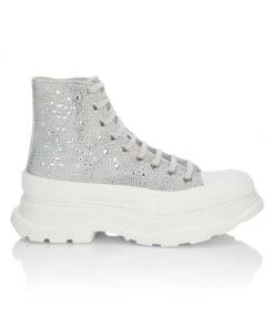 Alexander McQueen Treadslick High-Top Crystal Boots For Men