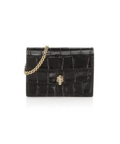 Alexander McQueen Croc-Embossed Leather Cardholder-On-Chain