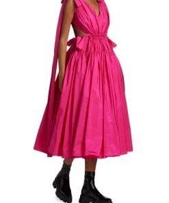 Alexander McQueen Bow Strap Open-Back Midi-Dress -Alexander McQueen Elegant store unnamed file 2802