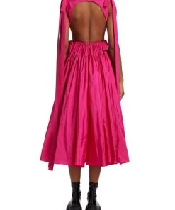 Alexander McQueen Bow Strap Open-Back Midi-Dress -Alexander McQueen Elegant store unnamed file 2803