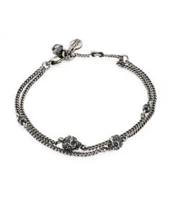 Alexander McQueen Crystal Skull Multi-Chain Bracelet