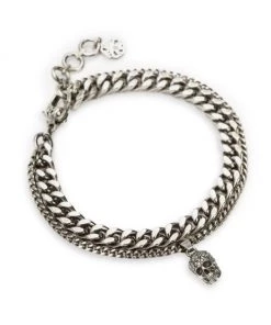 Alexander McQueen Pavé Skull Chain Bracelet For Men