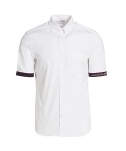 Alexander McQueen Logo Tape Short-Sleeve Shirt For Men Black -Alexander McQueen Elegant store unnamed file 286
