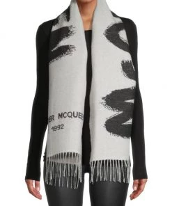 Alexander McQueen Graffiti Logo Wool Scarf