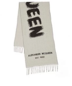 Alexander McQueen Graffiti Logo Wool Scarf -Alexander McQueen Elegant store unnamed file 2883