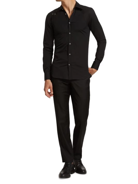 Alexander McQueen Harness Cotton Long-Sleeve Sport Shirt For Men Black 2 Alexander McQueen Harness Cotton Long-Sleeve Sport Shirt For Men Black - Image 2
