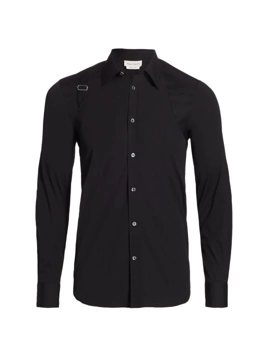 Alexander McQueen Harness Cotton Long-Sleeve Sport Shirt For Men Black 4 Alexander McQueen Harness Cotton Long-Sleeve Sport Shirt For Men Black - Image 4