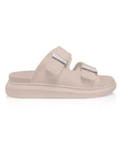 Alexander McQueen Two-Band Rubber Slides Pink -Alexander McQueen Elegant store unnamed file 2905