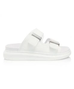 Alexander McQueen Two-Band Rubber Slides Pink -Alexander McQueen Elegant store unnamed file 2906