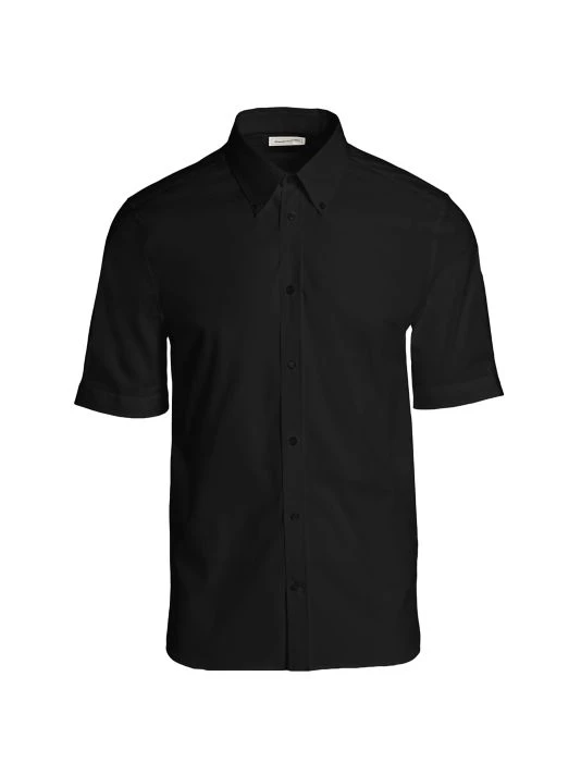 Alexander McQueen Classic Cotton Short-Sleeve Sport Shirt For Men Black 4 Alexander McQueen Classic Cotton Short-Sleeve Sport Shirt For Men Black - Image 4