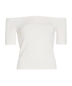Alexander McQueen Off-The-Shoulder Short-Sleeve Top Ivory