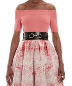 Alexander McQueen Off-The-Shoulder Short-Sleeve Top Ivory -Alexander McQueen Elegant store unnamed file 2927