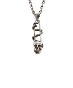 Alexander McQueen Safety Pin Skull Pendant Necklace For Men