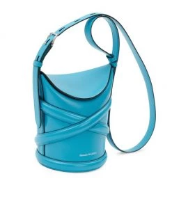 Alexander McQueen Small The Curve Leather Bucket Bag Red -Alexander McQueen Elegant store unnamed file 2962