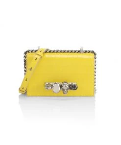 Alexander McQueen Mini Jeweled Satchel Pollen Yellow