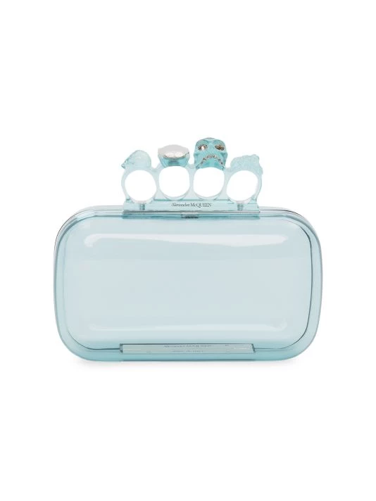 Alexander McQueen Skull Four-Ring Clear Box Clutch Dark Coral 1 Alexander McQueen Skull Four-Ring Clear Box Clutch Dark Coral